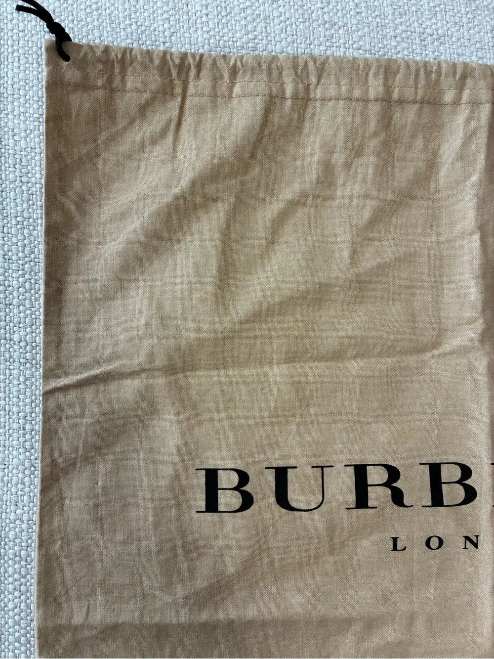 Burberry London EUC  Authentic Tan Bedding Dust Bag  with Logo @17” x17”
